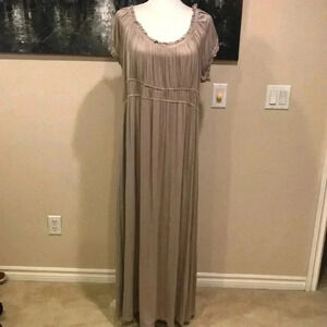 Paper Doll Tan Bridgerton Maiden Style Maxi Dress w/Empire Waist-Size 3X